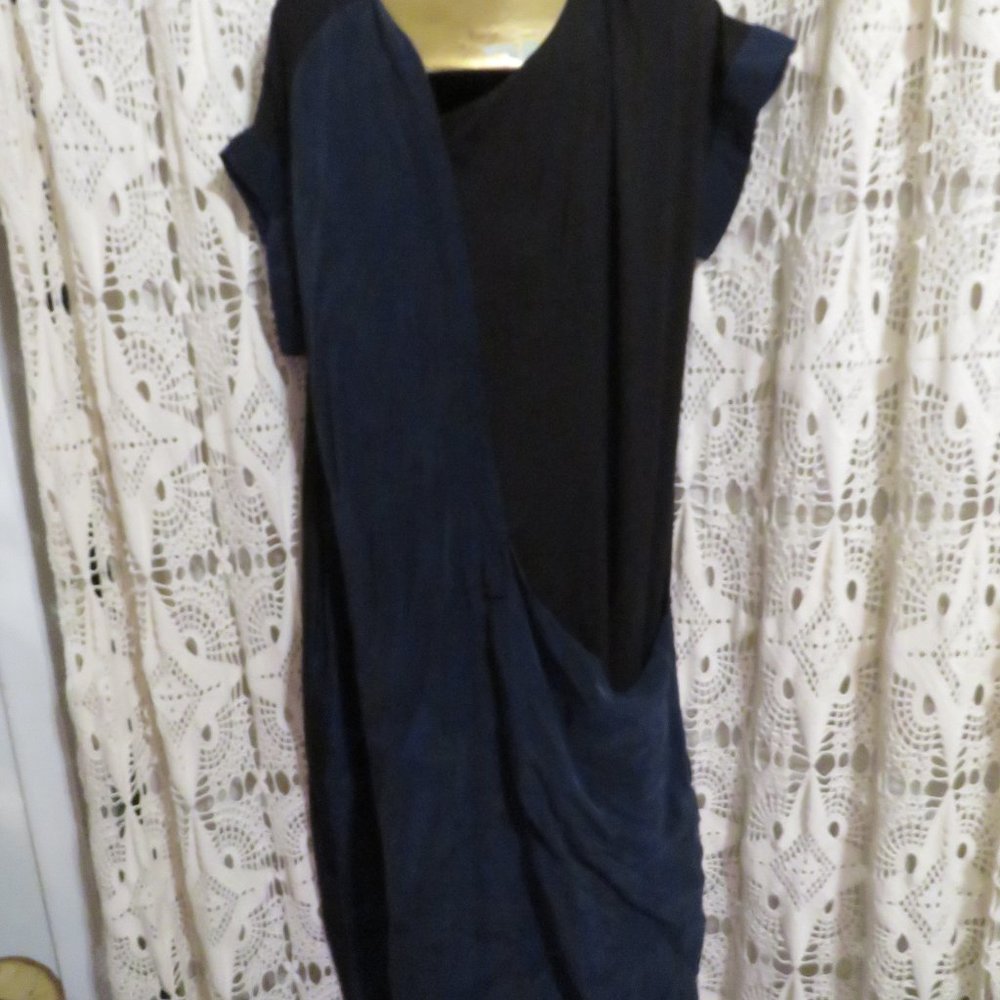 Silky soft two-tone, navy and black, designer Kokomarina tunic dress